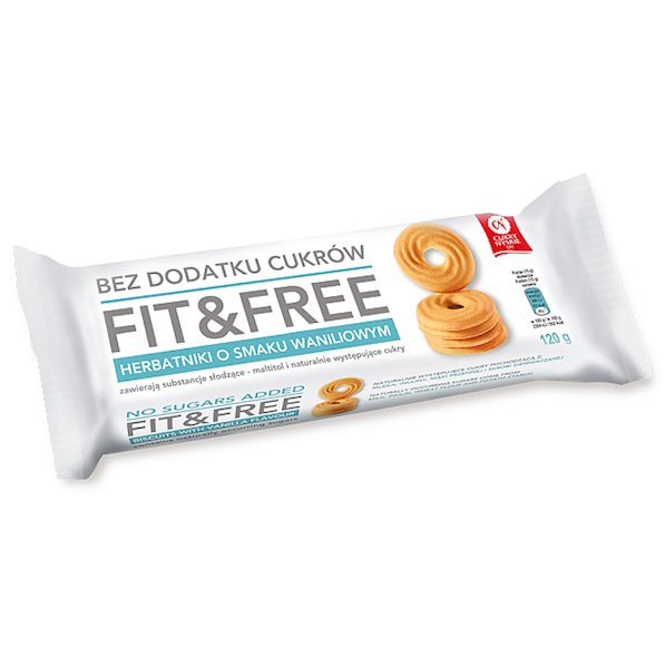 Cukry Nyskie ciastka bez dodatku cukru Fit & Free waniliowe 120g