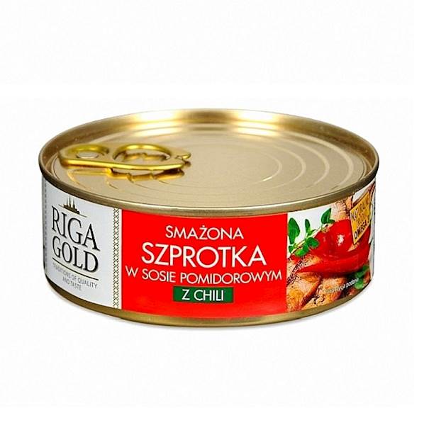 Petropat konserwa rybna Riga Gold Szprotka Smażona w Sosie Pomidorowym z Chili 240g