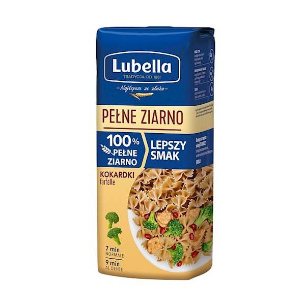 Maspex makaron pszenny pełnoziarnisty Lubella Pełne Ziarno Kokardki / farfalle 400g