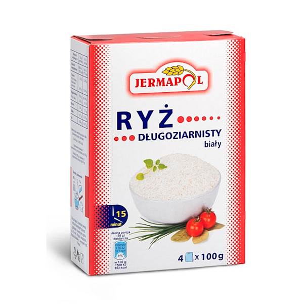 Jermapol Ryż Długoziarnisty Biały w saszetkach 400g