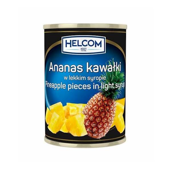 Greek Trade owoce pasteryzowane w puszce Helcom Ananasy Plastry w Lekkim Syropie 3,05kg