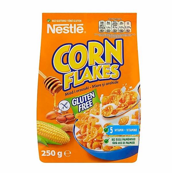 Nestle płatki śniadaniowe kukurydziane Corn Flakes Miód i Orzeszki 250g