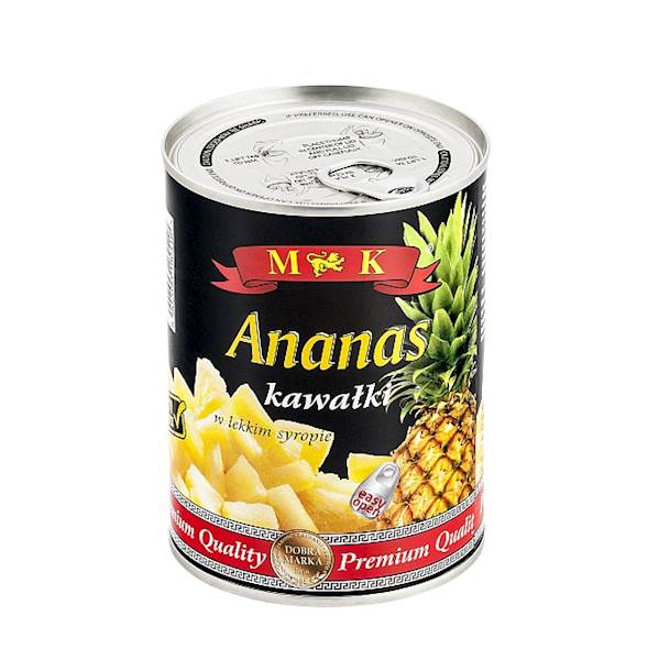 Konshurt owoce pasteryzowane MK Ananas Kawałki w Lekkim Syropie 0,565kg
