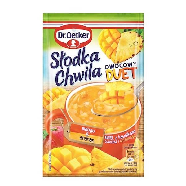 Dr.Oetker kisiel z kawałkami owoców i witaminami Słodka Chwila Owocowy Duet Mango & Ananas 32g