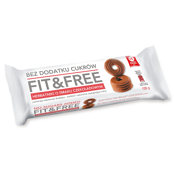 Cukry Nyskie ciastka bez dodatku cukru Fit & Free czekoladowe 120g