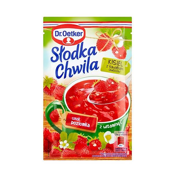 Dr.Oetker kisiel z kawałkami owoców Słodka Chwila Smak Poziomka 30g
