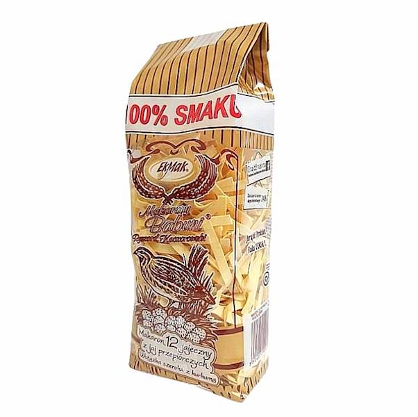 Makarony Babuni makaron jajeczny EkMak Makaron z Jaj Przepiórczych z Kurkumą Wstążka Szeroka 250g
