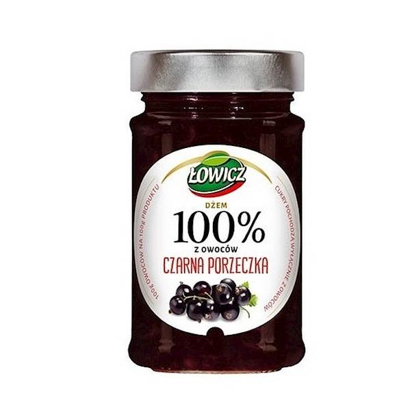 Maspex dżem niskosłodzony Łowicz 100% z Owoców Czarna Porzeczka 210g