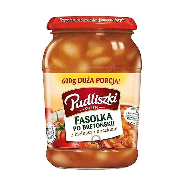 Heinz danie gotowe Pudliszki Fasolka po Bretońsku z Kiełbasą i Boczkiem 600g