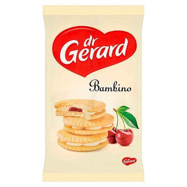 Dr Gerard herbatniki Bambino z kremem śmietankowym i wiśniową galaretką 235g