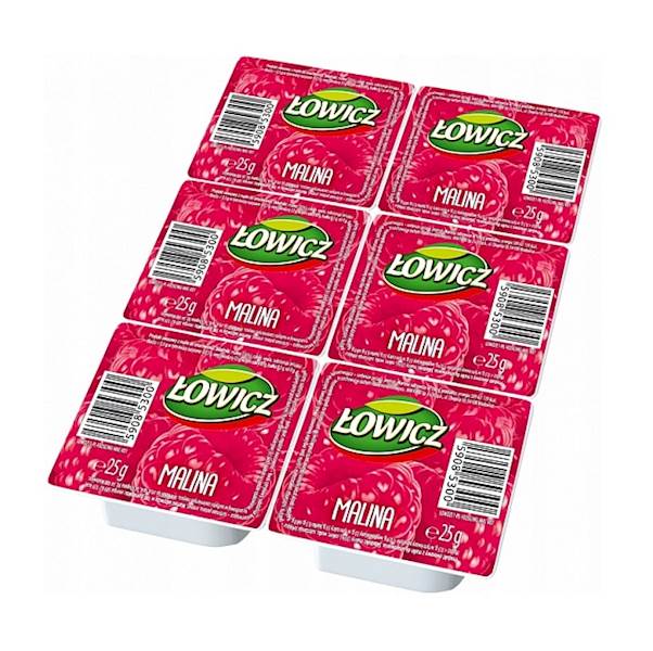 Maspex dżem niskosłodzony Łowicz malinowy porcja 25g 6szt.