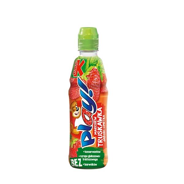 Maspex napój owocowo-warzywny bez dodatku cukru Kubuś Play Marchew, Truskawka, Jabłko, Limetka 400ml