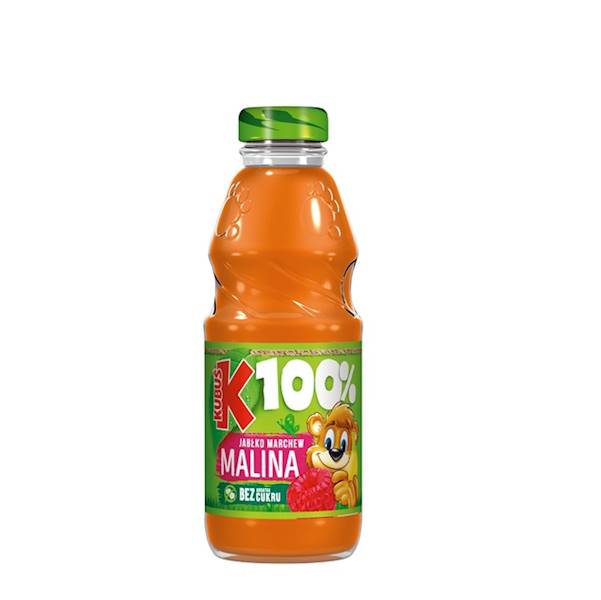 Maspex sok owocowo-warzywny bez dodatku cukru w szklanej butelce Kubuś 100% Jabłko, Marchew, Malina 300ml