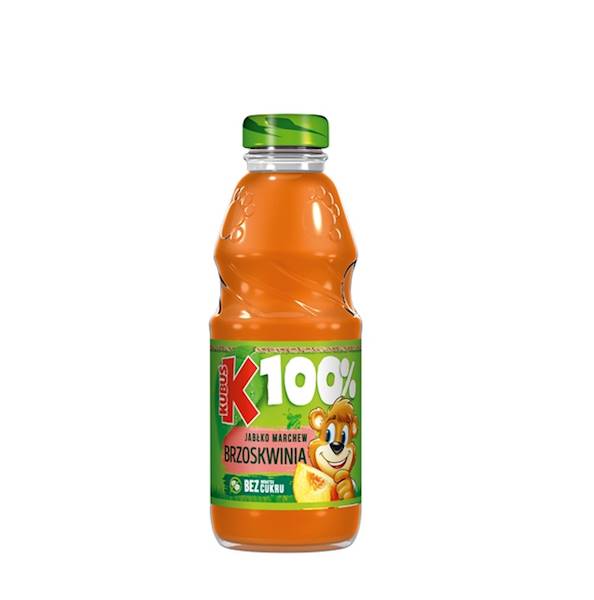 Maspex sok owocowo-warzywny bez dodatku cukru w szklanej butelce Kubuś 100% Jabłko, Marchew, Brzoskwinia 300ml