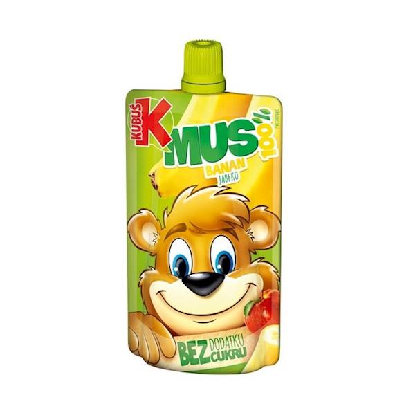 Maspex mus owocowy bez dodatku cukru Kubuś 100% Banan, Jabłko 100g