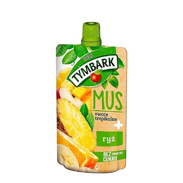 Maspex mus owocowy bez dodatku cukru Tymbark Owoce Tropikalne + Ryż 100g