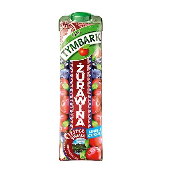 Maspex napój wieloowocowy niegazowany w kartonie Tymbark Owoce Świata Żurawina, Czarna Jagoda, Jabłko 1l