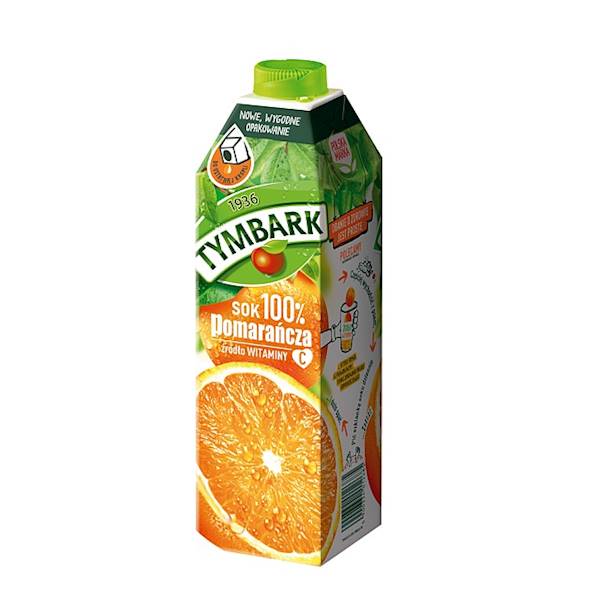Maspex sok owocowy bez dodatku cukru w kartonie Tymbark 100% Pomarańcza 1l