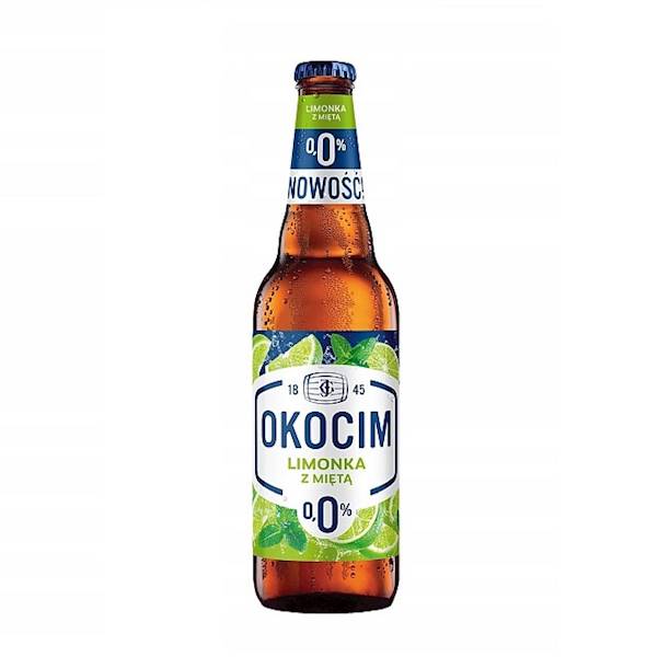 Carlsberg piwo bezalkoholowe w szklanej butelce Okocim Limonka z Miętą 0,0% 500ml + zwrotna kaucja
