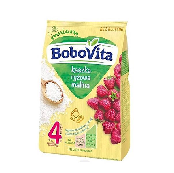 Nutricia posiłek bezglutenowy dla dzieci Bobovita Kaszka Ryżowa Malinowa 180g