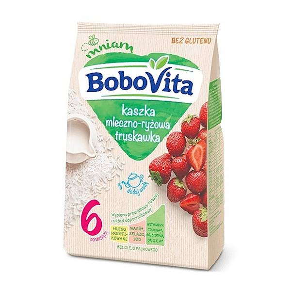 Nutricia posiłek bezglutenowy dla dzieci Bobovita Kaszka Mleczno-Ryżowa Truskawkowa 230g