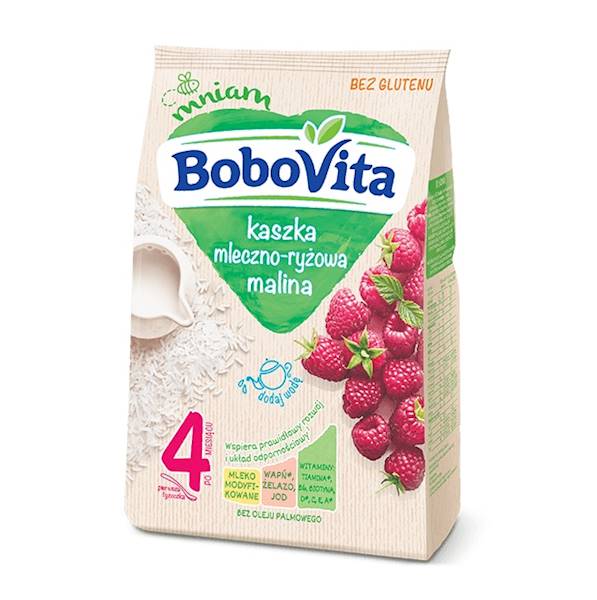 Nutricia posiłek bezglutenowy dla dzieci Bobovita Kaszka Mleczno-Ryżowa Malinowa 230g