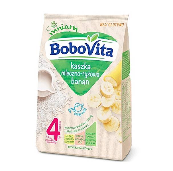 Nutricia posiłek bezglutenowy dla dzieci Bobovita Kaszka Mleczno-Ryżowa Bananowa 230g
