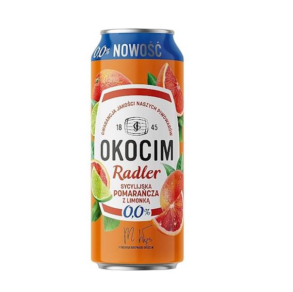 Carlsberg piwo bezalkoholowe w puszce Okocim Radler Sycylijska Pomarańcza z Limonką 0,0% 500ml