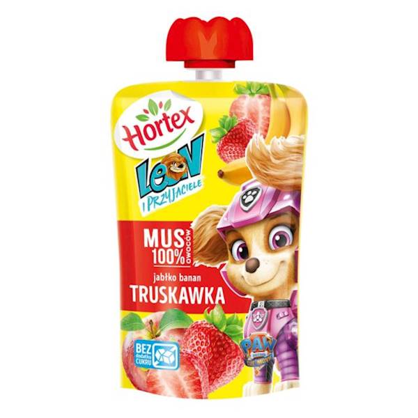 Hortex mus owocowy Leon 100% Owoców Truskawka, Jabłko, Banan 100g