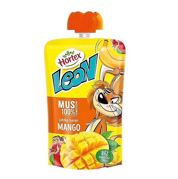 Hortex mus owocowy Leon 100% Owoców Mango, Jabłko, Banan 100g