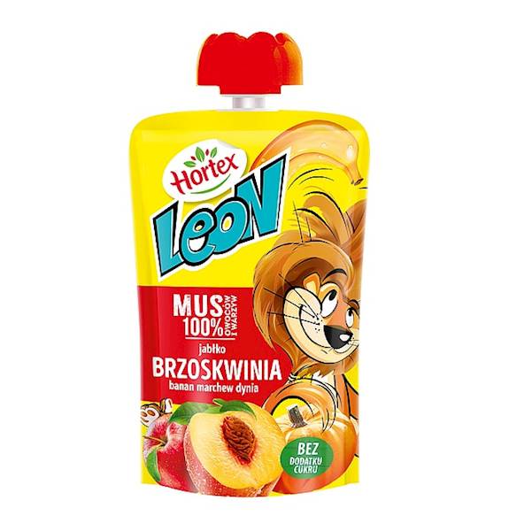 Hortex mus owocowy Leon 100% Owoców Brzoskwinia, Jabłko, Banan, Marchew, Dynia 100g