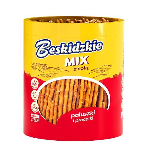 Aksam mix paluszków i precelków z solą Beskidzkie Mix tuba 275g