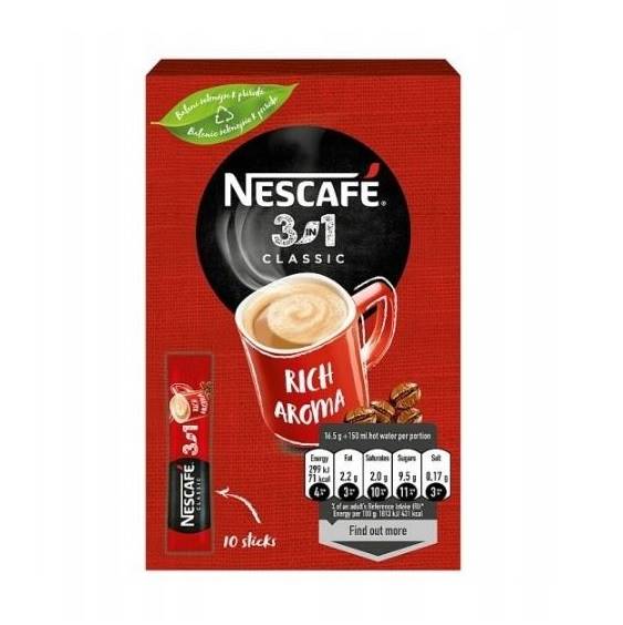 Nestle kawa rozpuszczalna Nescafe 3w1 Classic w kartoniku 165g