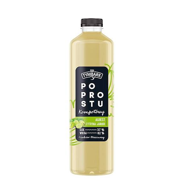 Maspex napój gazowany Tymbark Po Prostu Kompotowy Agrest, Cytryna, Jabłko 1,25l