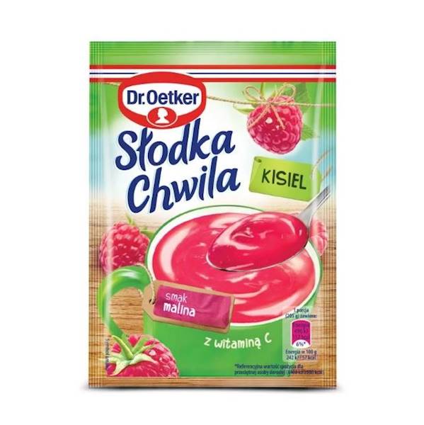 Dr.Oetker kisiel z kawałkami owoców Słodka Chwila Smak Malina 30g