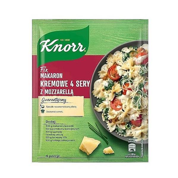 Unilever danie gotowe w proszku Knorr Fix Makaron Kremowe 4 Sery z Mozzarellą 45g