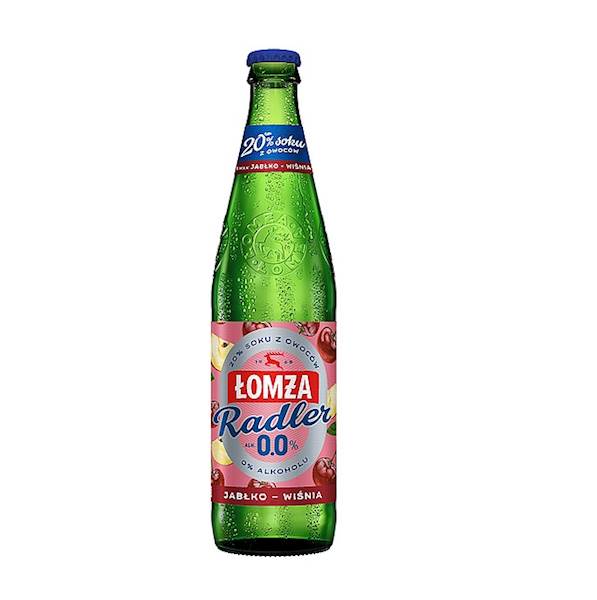 Browar Łomża piwo bezalkoholowe w szklanej butelce Łomża 0,0% Radler jabłko-wiśnia 500ml