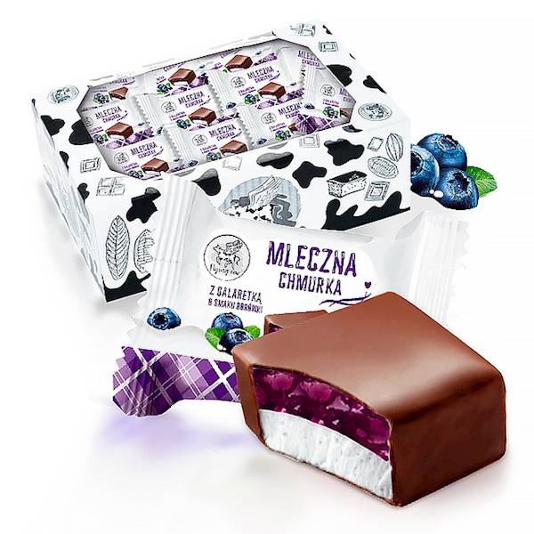 Aim Foods czekoladki Mleczna Chmurka z galaretką o smaku borówki 1kg