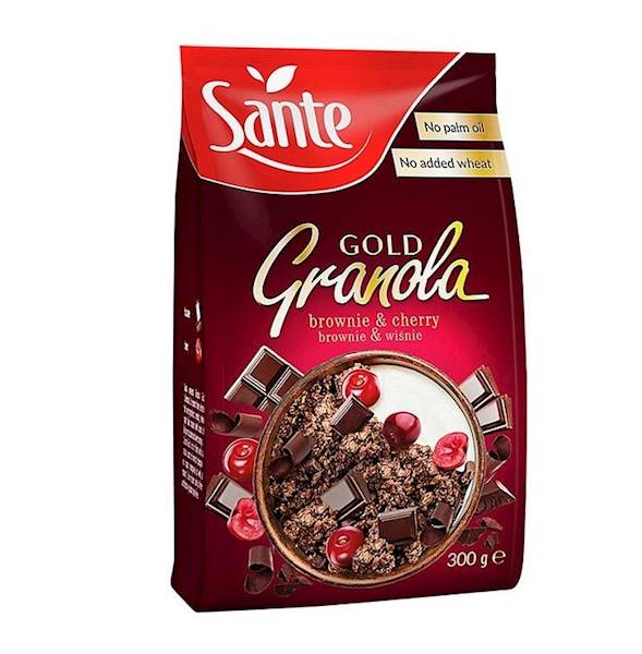 Sante płatki śniadaniowe zbożowe Granola Gold Brownie Wiśnia 300g