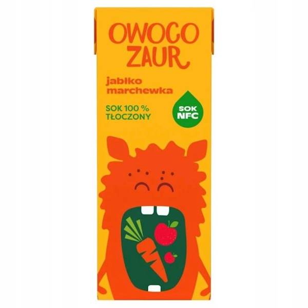 Cymes sok owocowy w kartoniku Owocozaur 100% Jabłko Marchewka 200ml