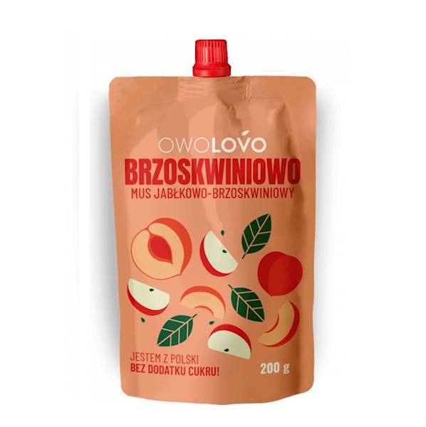 Real mus owocowy bez dodatku cukru Owolovo Wiśniowo Jabłkowo-Brzoskwiniowy 200g