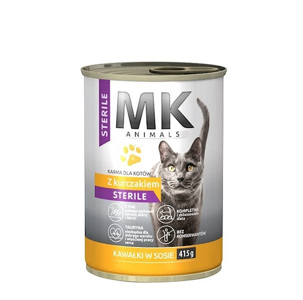 Konshurt karma mokra dla kotów w puszce MK Animals z Kurczakiem Sterile 415g