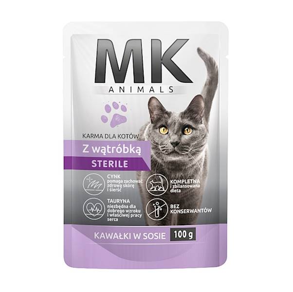 Konshurt karma mokra dla kotów w saszetce MK Animals z Wątróbką 100g
