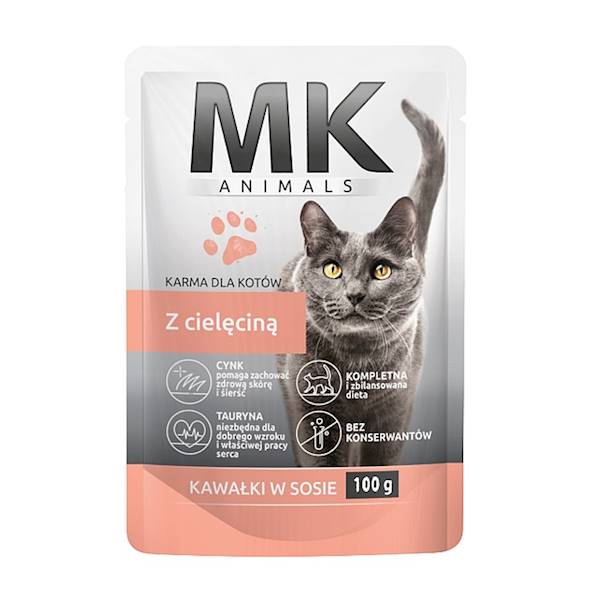 Konshurt karma mokra dla kotów w saszetce MK Animals z Cielęciną 100g