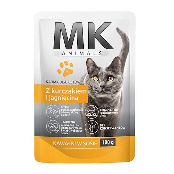 Konshurt karma mokra dla kotów w saszetce MK Animals z Kurczakiem i Jagnięciną 100g