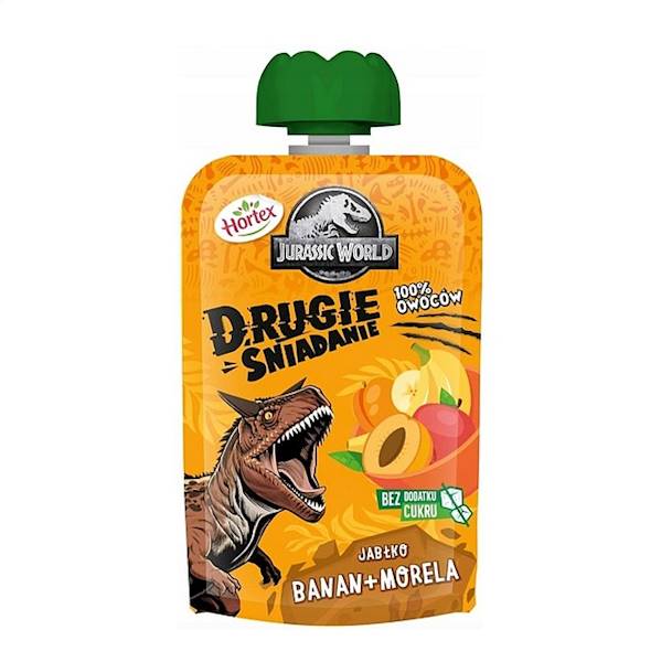Hortex mus owocowy Jurassic World 100% Owoców Jabłko, Banan, Morela 100g