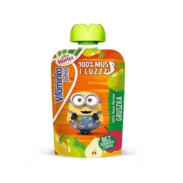 Hortex mus owocowy Vitaminka Junior 100% Owoców Gruszka, Jabłko, Banan, Marchew 100g
