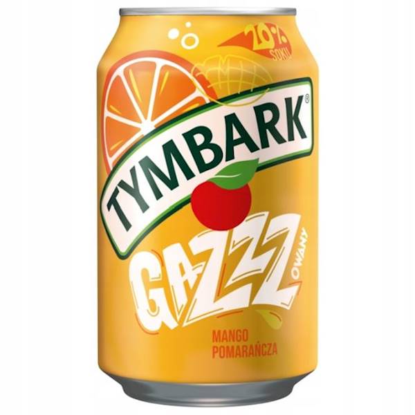 Maspex napój gazowany w puszce z sokami owocowymi Tymbark Gazzz o smaku mango i pomarańczy 330ml