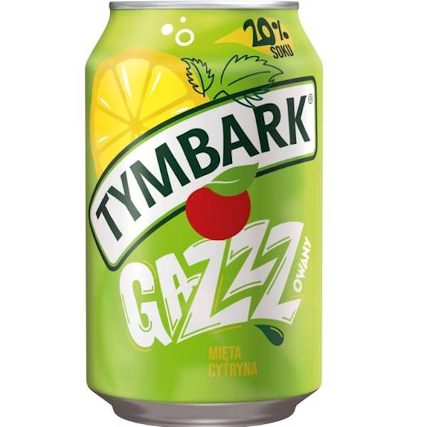 Maspex napój gazowany w puszce z sokami owocowymi Tymbark Gazzz o smaku mięty i cytryny 330ml