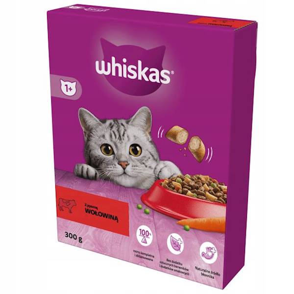 Mars Petcare karma sucha dla dorosłych kotów w kartoniku Whiskas z Wołowiną 300g
